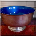 S03. Towle sterling bowl with blue enamel interior. 